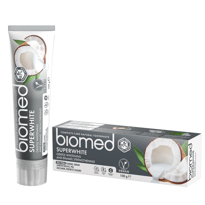 Biomed Superwhite Zahnpasta – Natürliche Aufhellung mit Kokosöl – 100 g