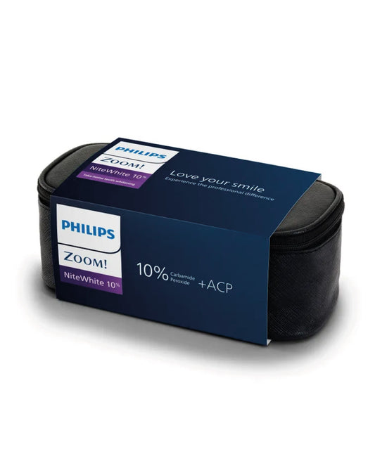 Philips Zoom Nite White 10% teeth whitening kit with six syringes, ideal for moderate sensitivity. Take-home whitening.